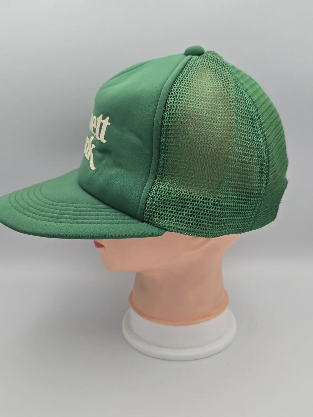 Vintage Unbranded Barnett Bank Green Trucker Adjustable Snapback Hat